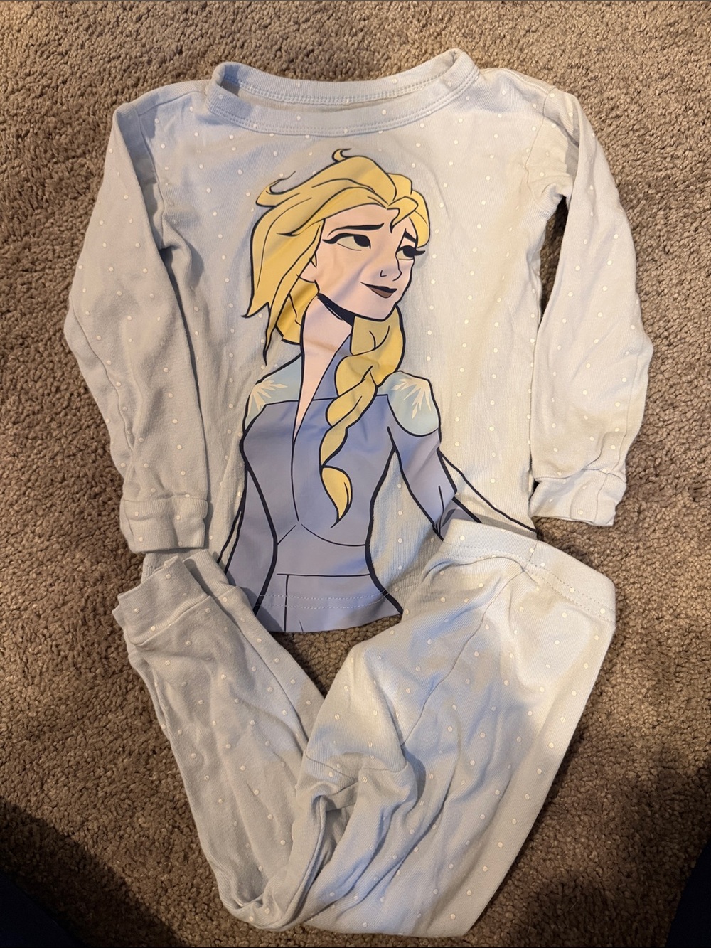 GAP Disney Light Blue Elsa Graphic Toddler Pajamas 3T